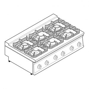 Εστία αερίου Tecnoinox 713005 / PCG12G7 Επαγγελματική Κουζίνα