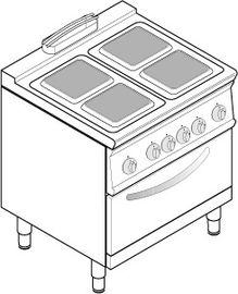 Κουζίνα ηλεκτρική με φούρνο Tecnoinox PFS8E7/716065 Επαγγελματική Κουζίνα